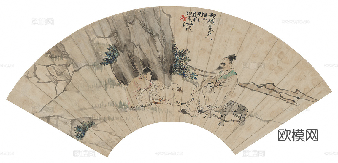 齐白石写意水墨画，近现代水墨画-折枝花卉扇面-2