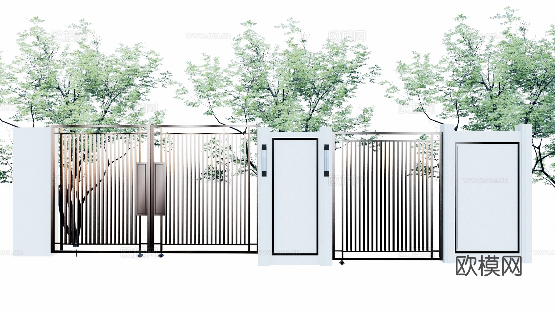 庭院门 门 庭院 屋顶花园 庭院灯 水池 造景 微景观su模型