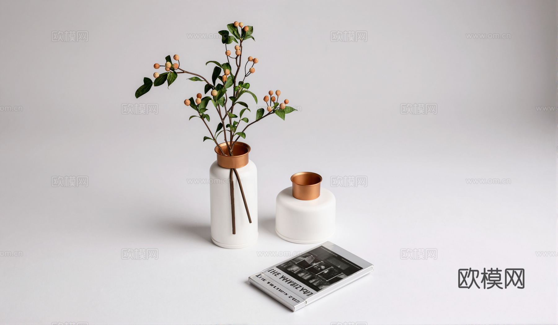 现代花瓶_花卉_植物_摆件_书su模型