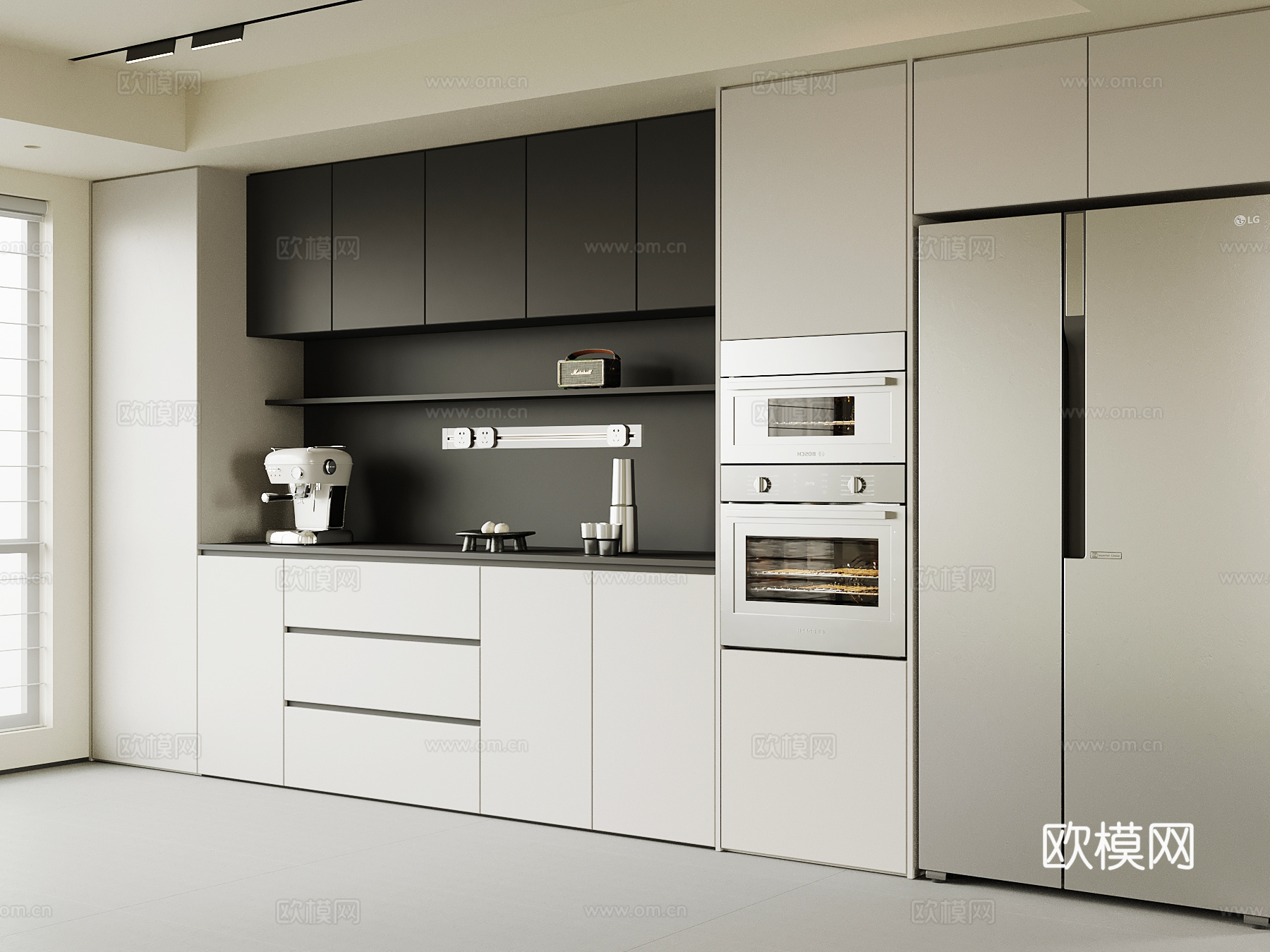 现代意式餐边柜su模型