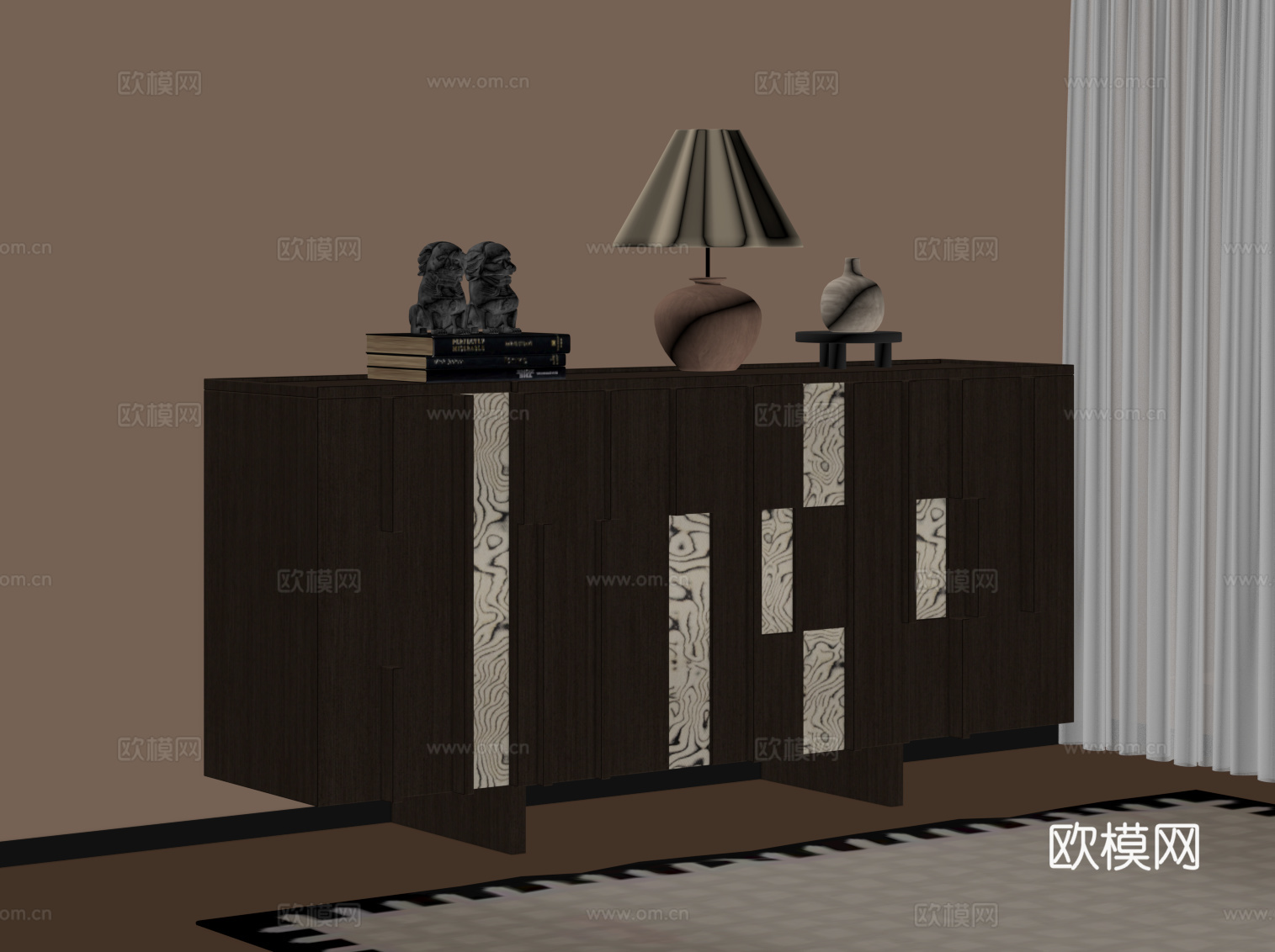 中古风玄关柜 边柜su模型