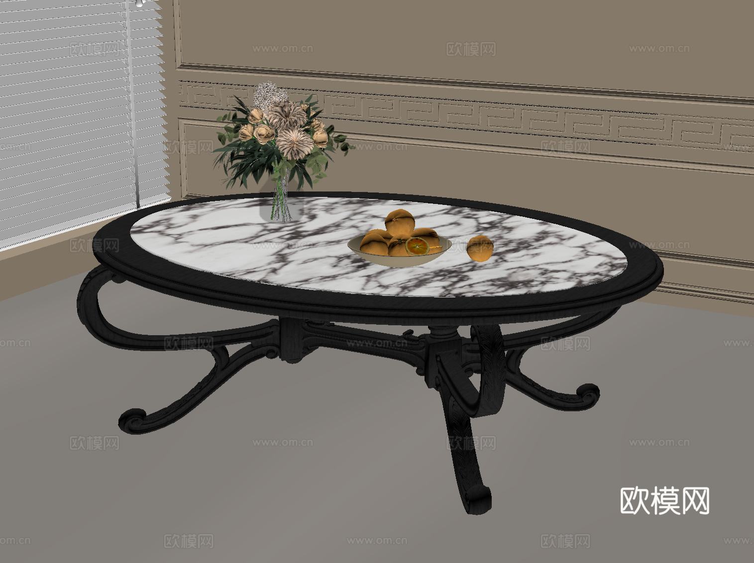 法式茶几 大理石茶几su模型