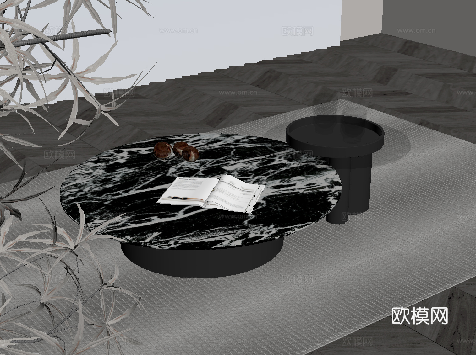 现代意式茶几 子母茶几su模型