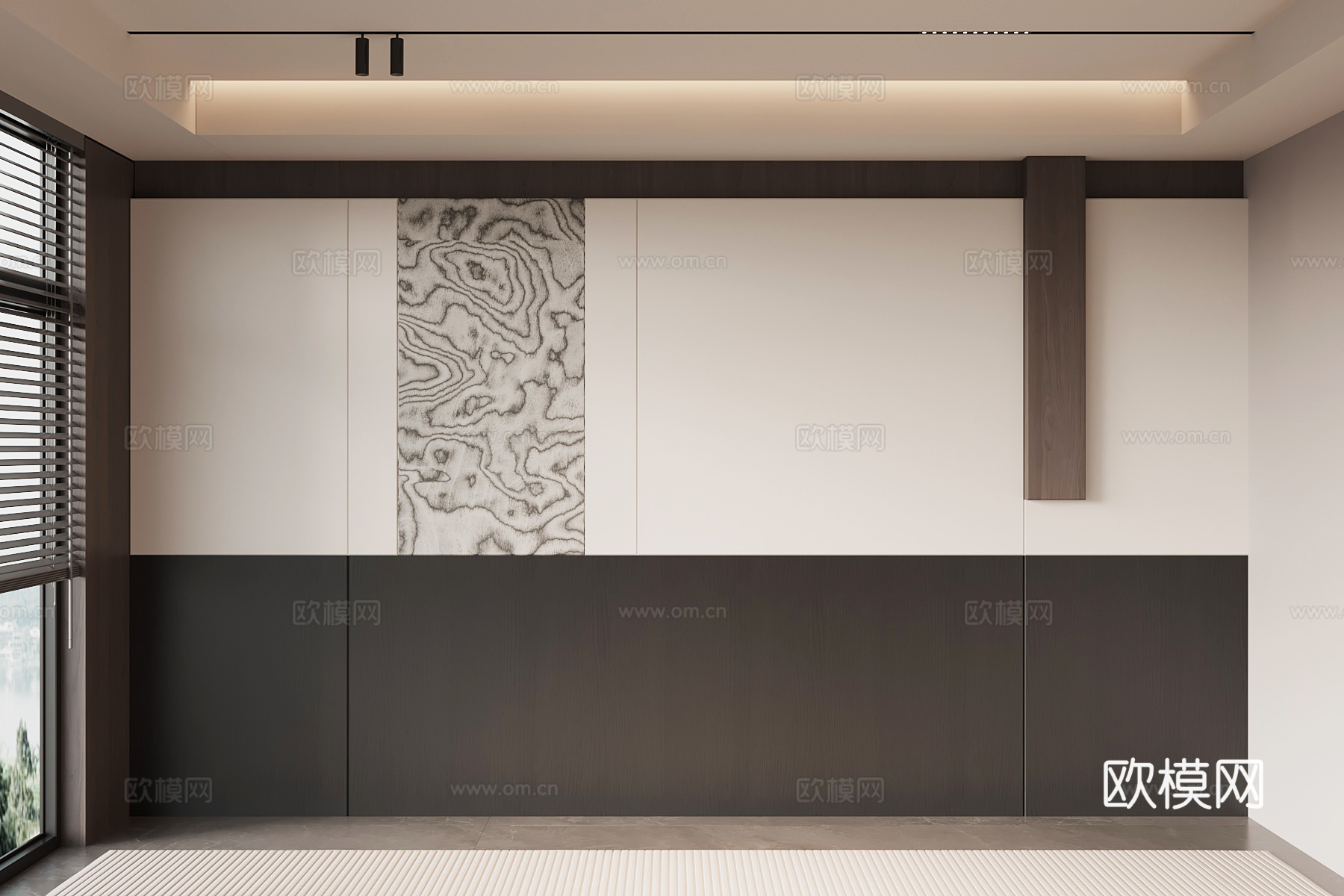 现代意式床头背景墙 客厅背景墙su模型