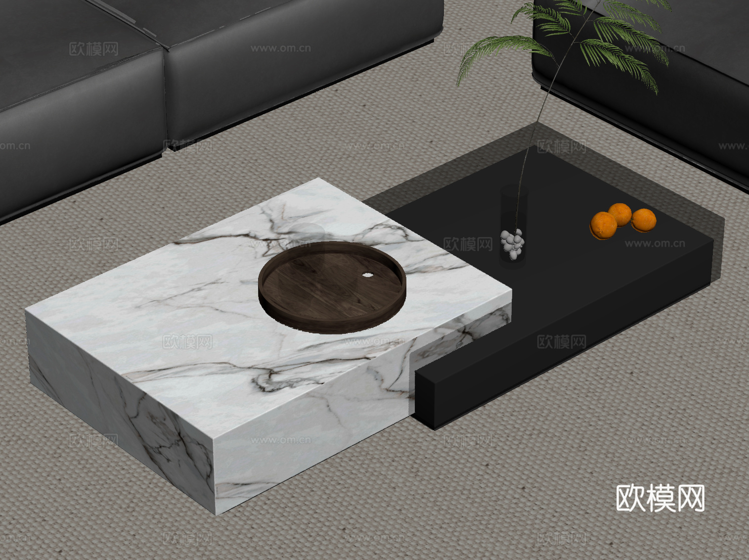现代意式茶几 大理石茶几su模型