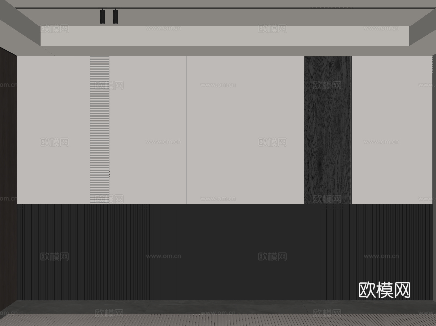 现代意式床头背景墙 客厅背景墙su模型