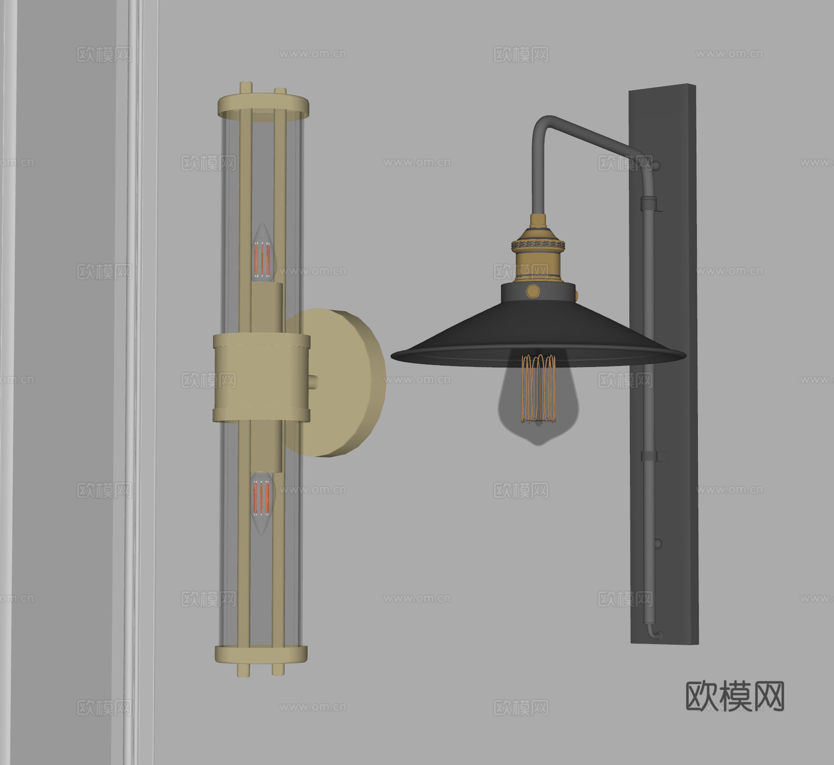 工业风LOTF壁灯 金属壁灯 黄铜壁灯su模型