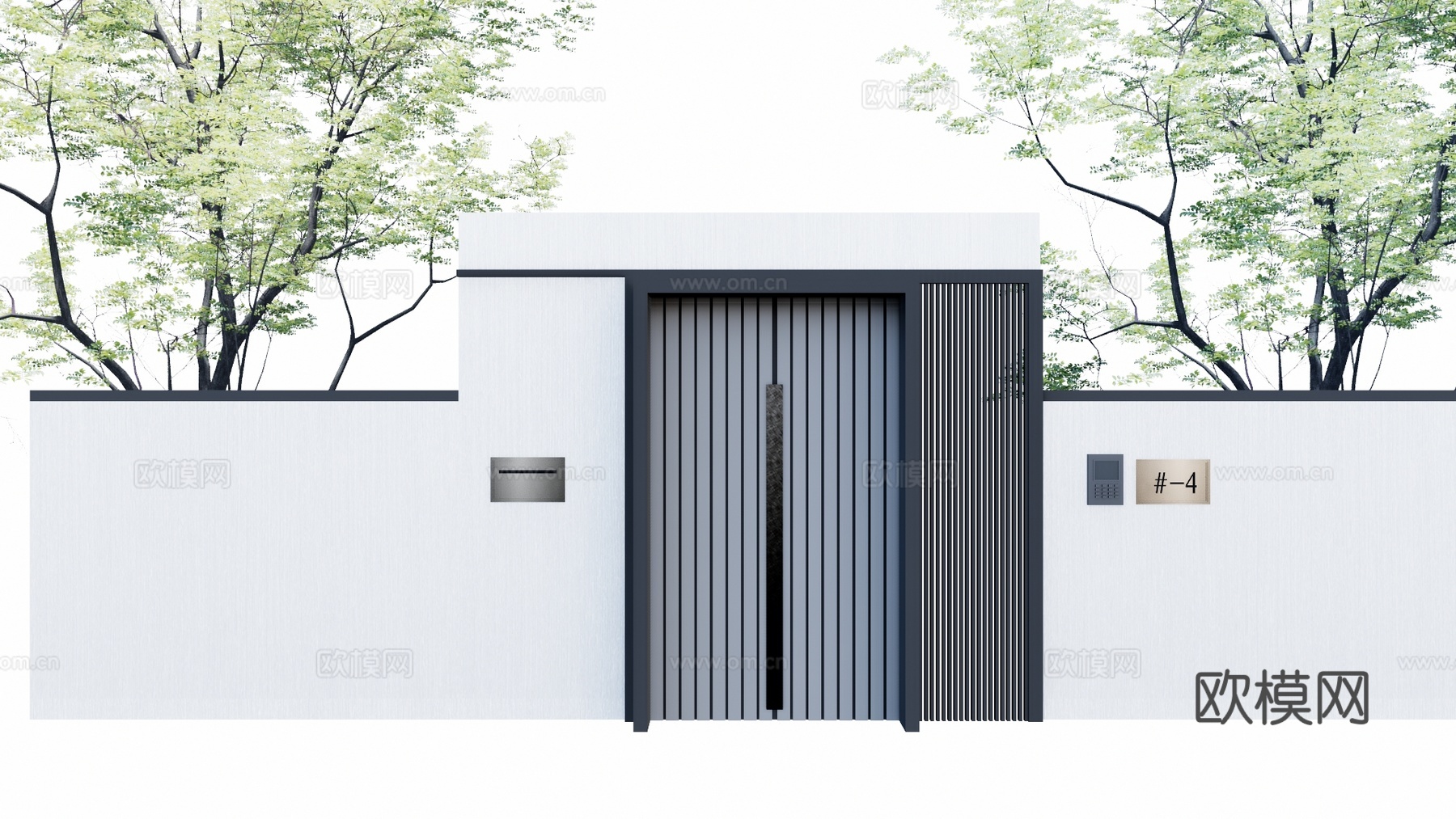 庭院门 门 庭院 屋顶花园 庭院灯 水池 造景 微景观su模型