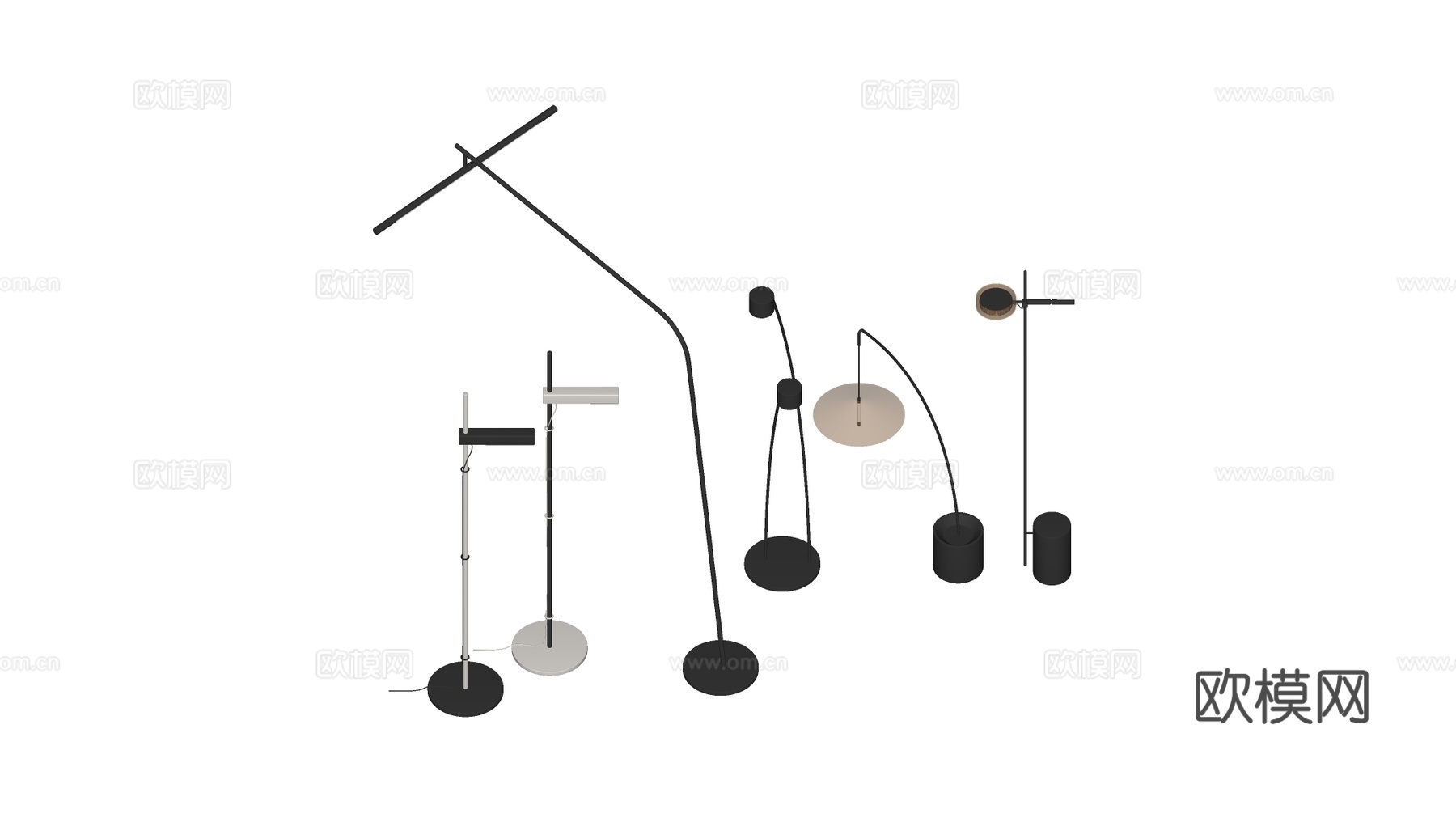 现代简约可调节灯具 落地灯 钓鱼灯 长条灯 几何造型su模型