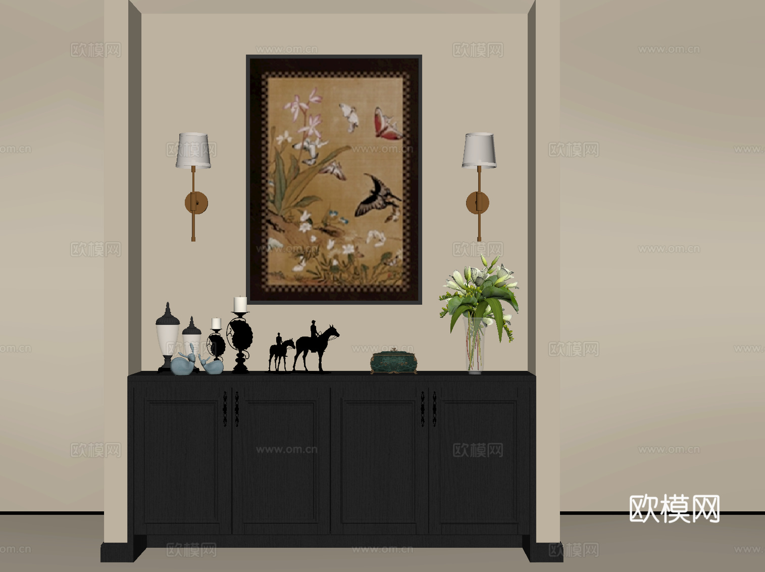 现代法式玄关su模型