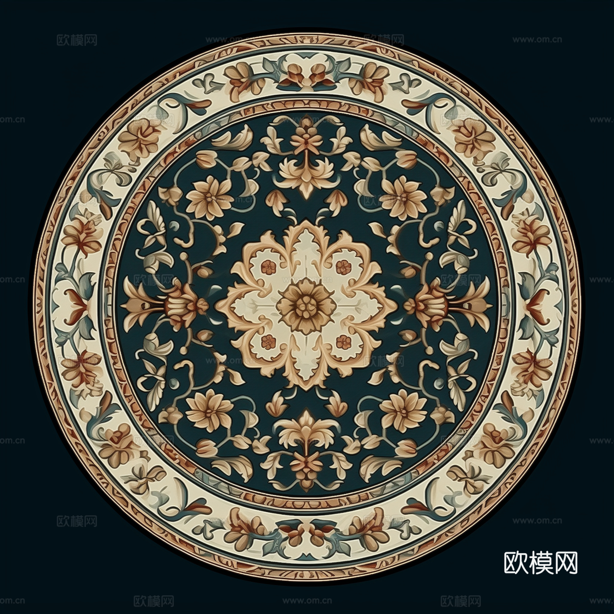 欧式美式圆形地毯贴图