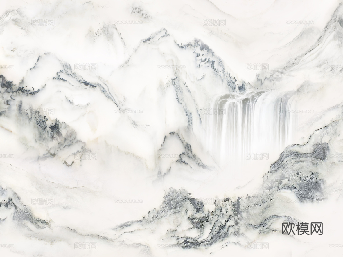 现代新中式大理石 浅色山水大理石岩板