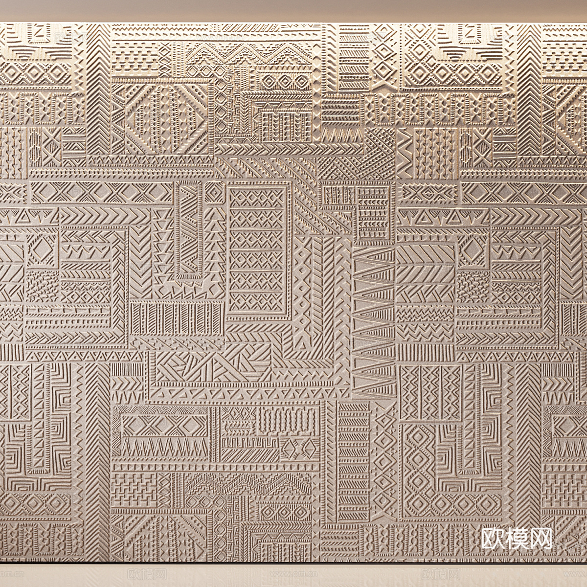 新中式侘寂墙面装饰材料3d模型下载（渲染图2）