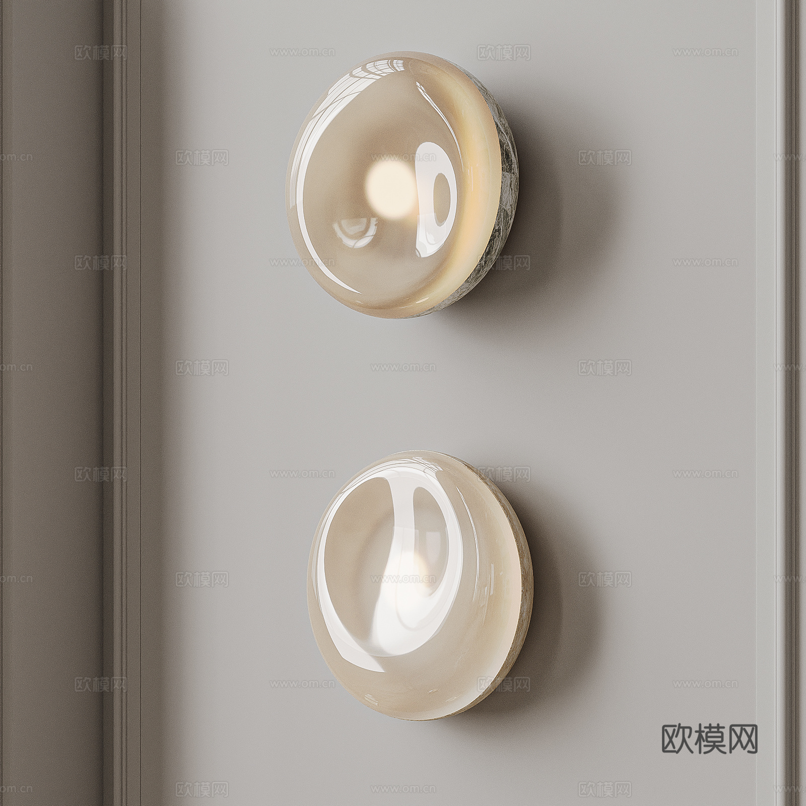 现代壁灯组合 圆形壁灯 轻奢壁灯 玻璃壁灯su模型