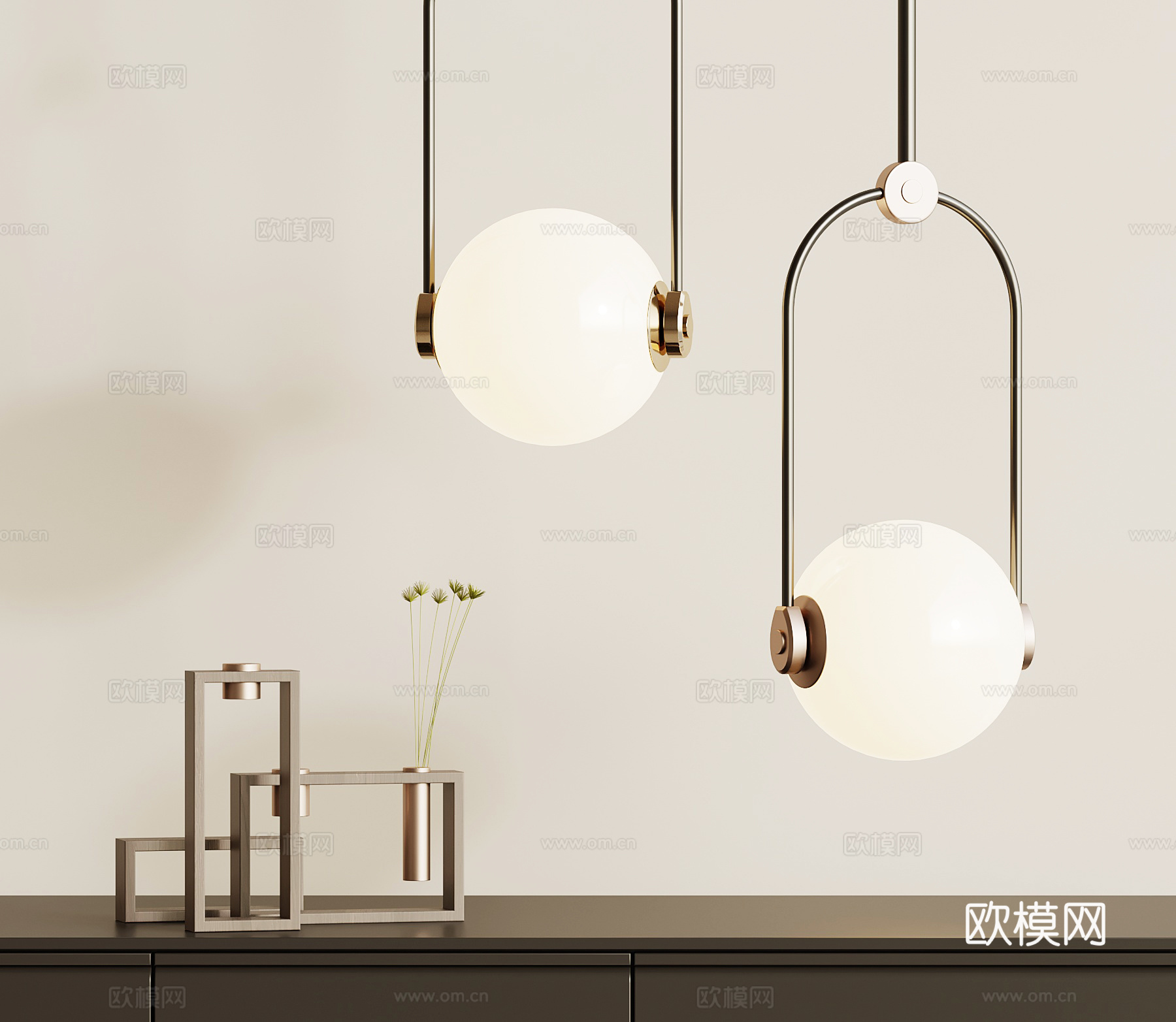 现代意式吊灯 球形吊灯su模型