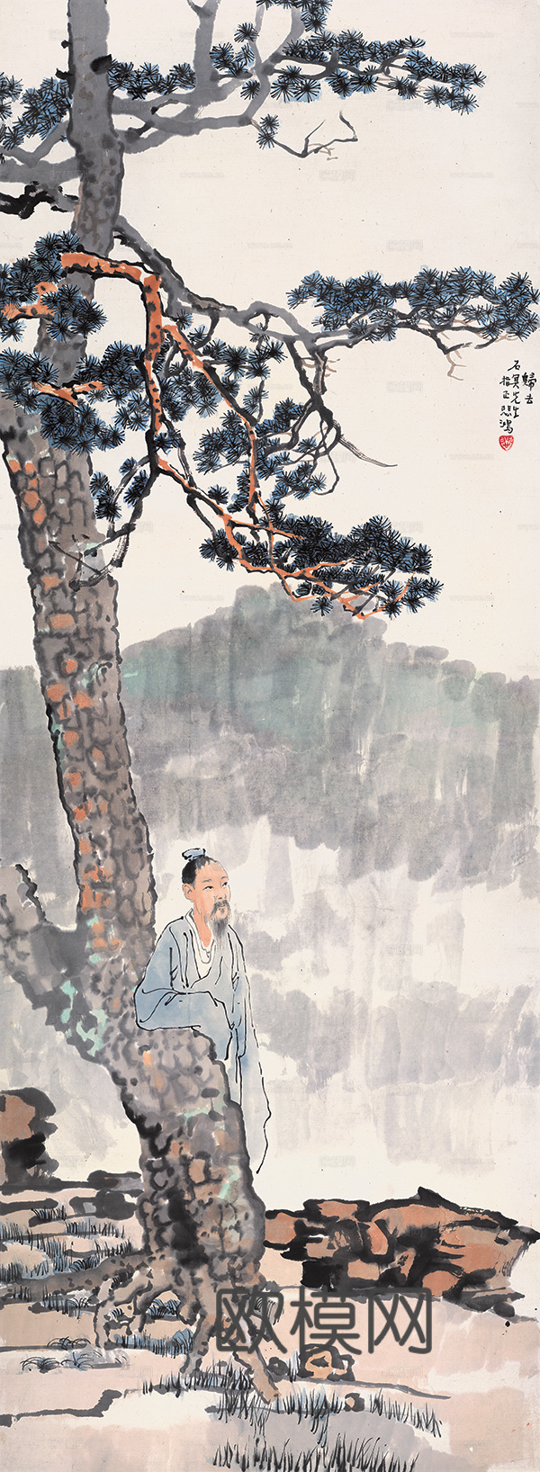 徐悲鸿水墨画，水墨花鸟动物画，近现代水墨画， 归去图 天博