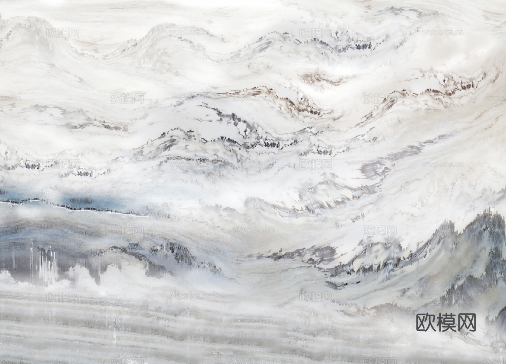 烟雨江南山水纹理大理石岩板