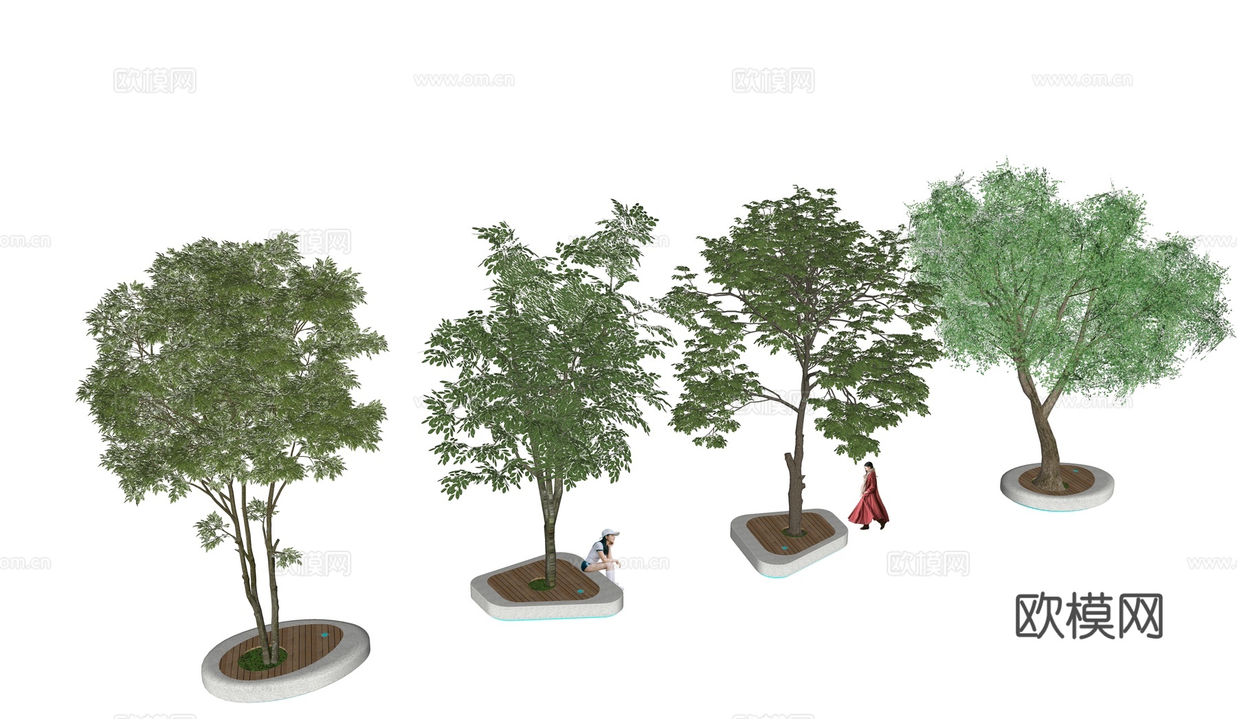 现代树池景观树su模型下载（渲染图2）