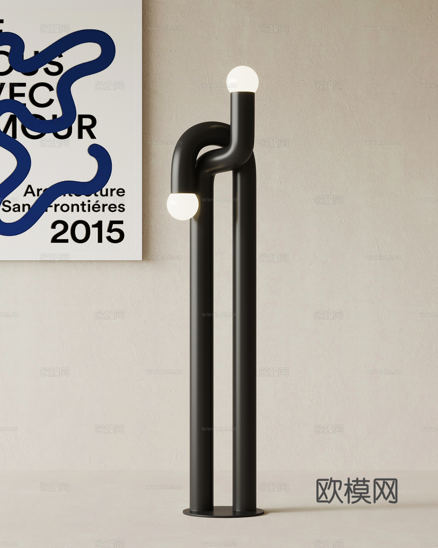 现代落地灯su模型