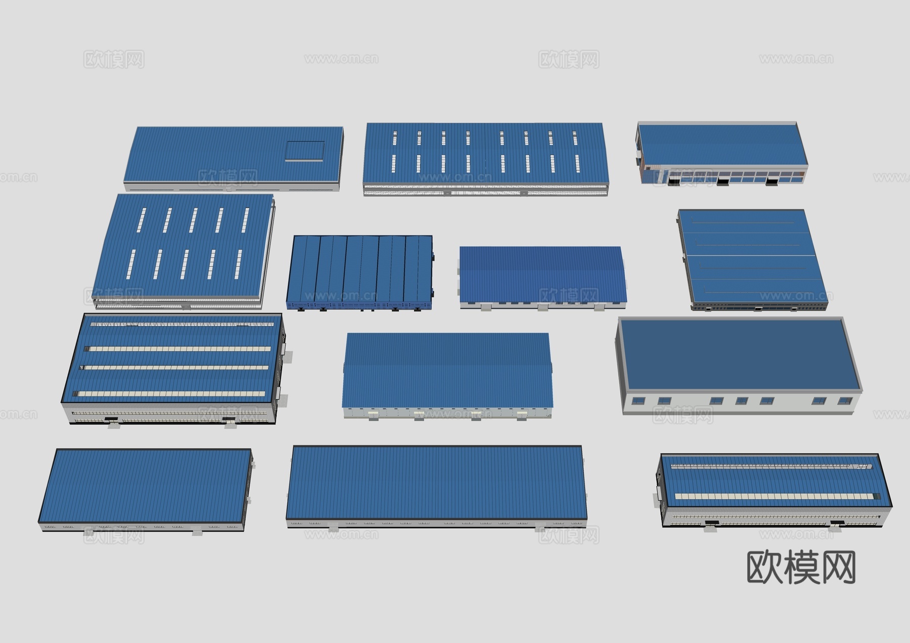 工业厂房 现代厂房建筑 现代厂房办公楼 钢结构厂房 工厂su模型