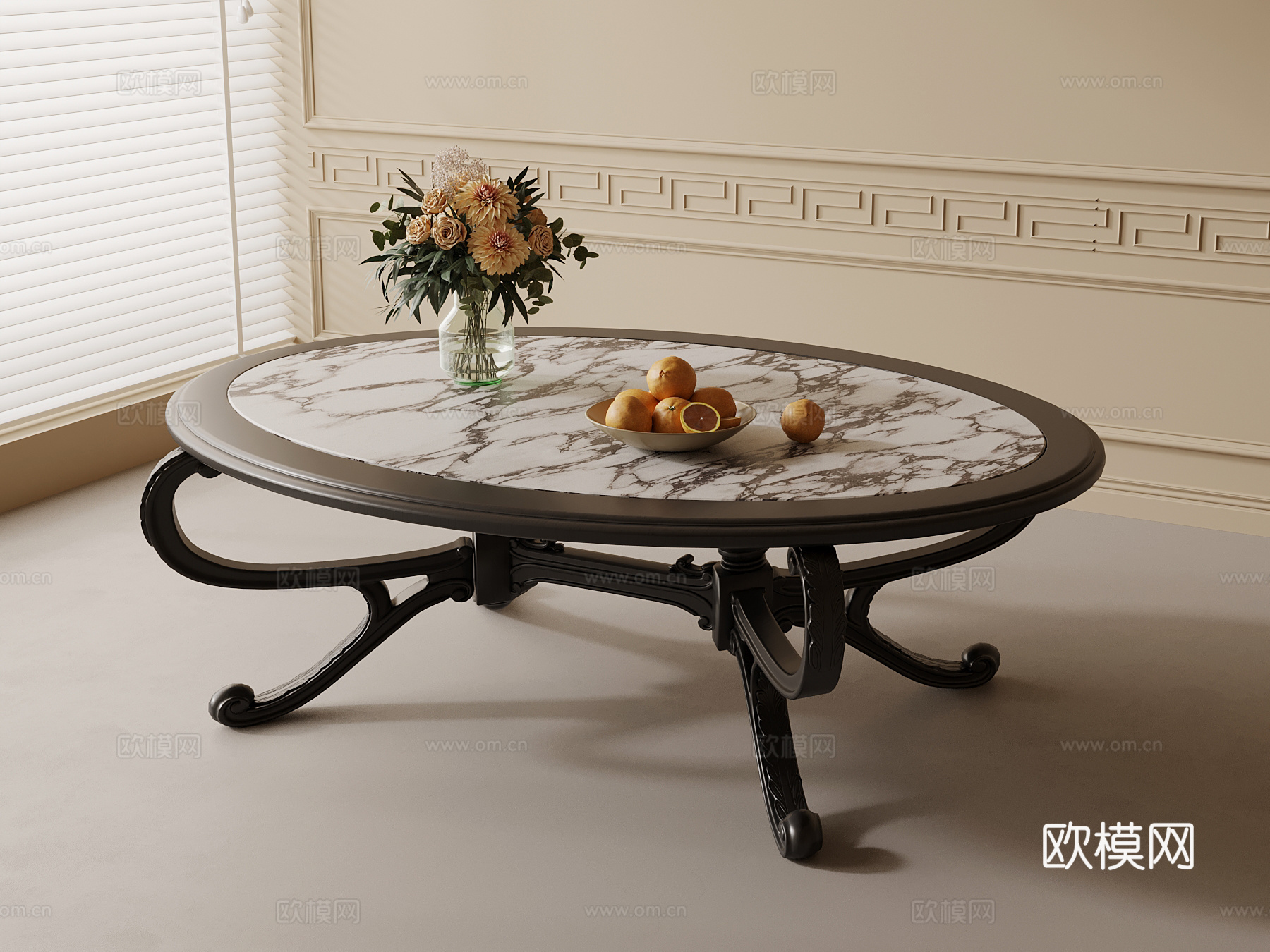 法式茶几 大理石茶几su模型