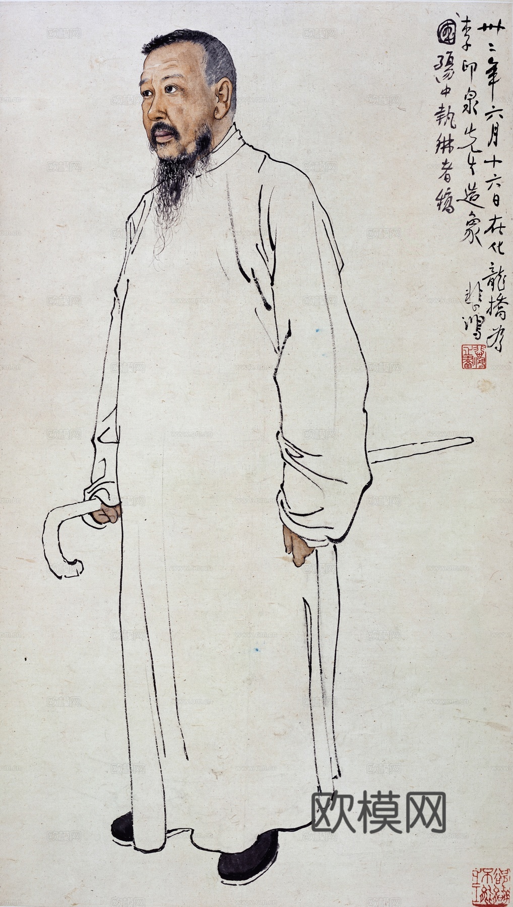 徐悲鸿水墨画  李印泉画像