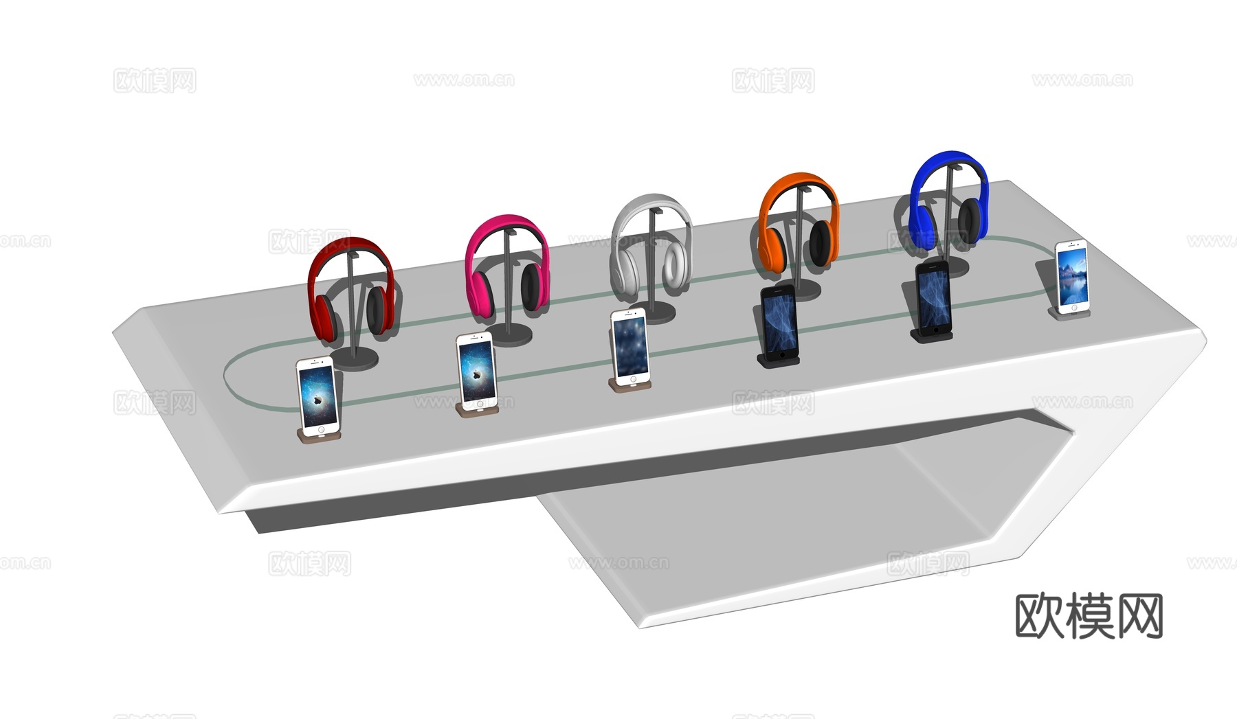 现代苹果手机数码展台耳麦su模型