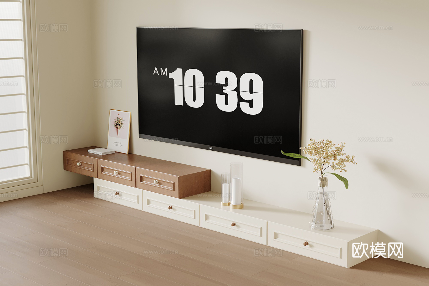 侘寂中古电视柜 边柜su模型