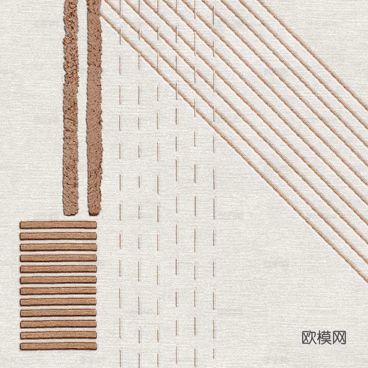 现代简约米灰色条纹地毯贴图