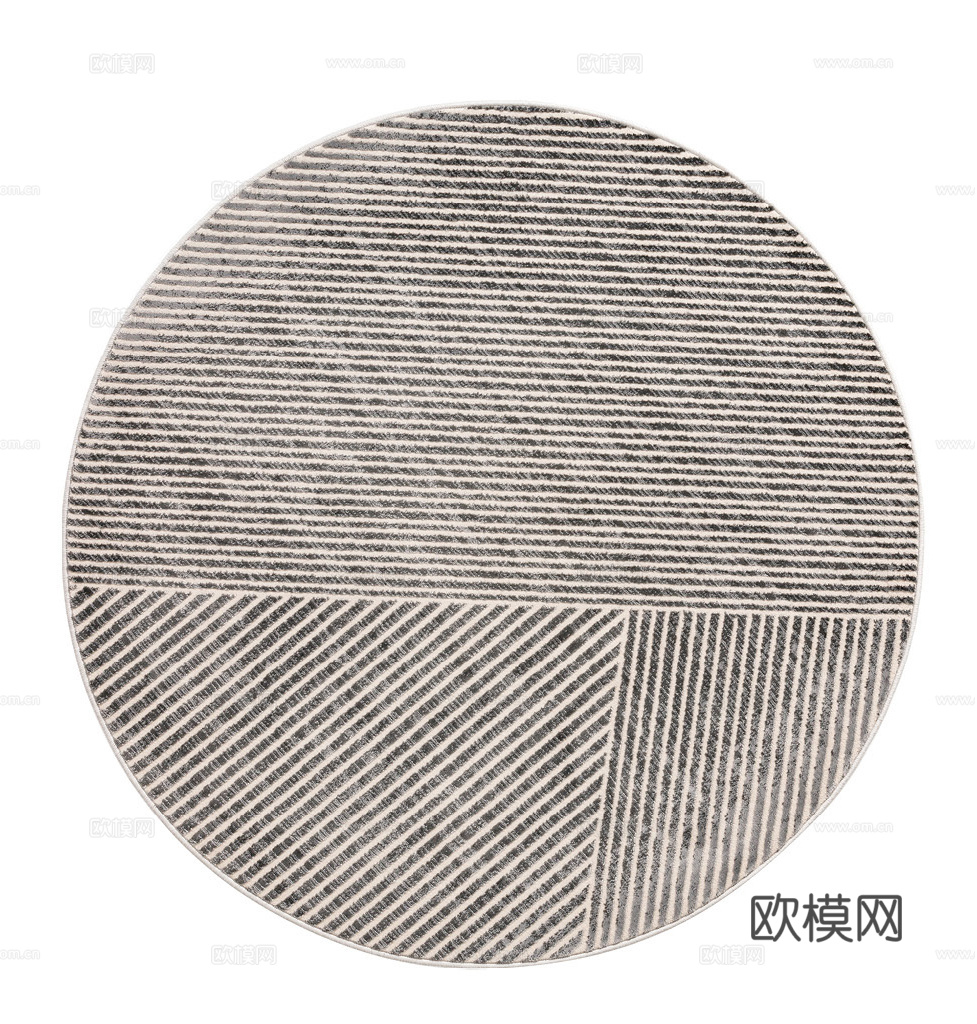 米色不规则条纹圆形地毯贴图
