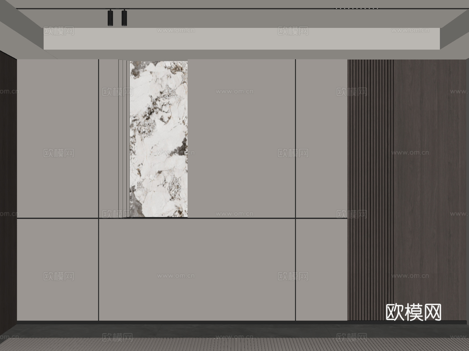 现代意式床头背景墙 客厅背景墙su模型