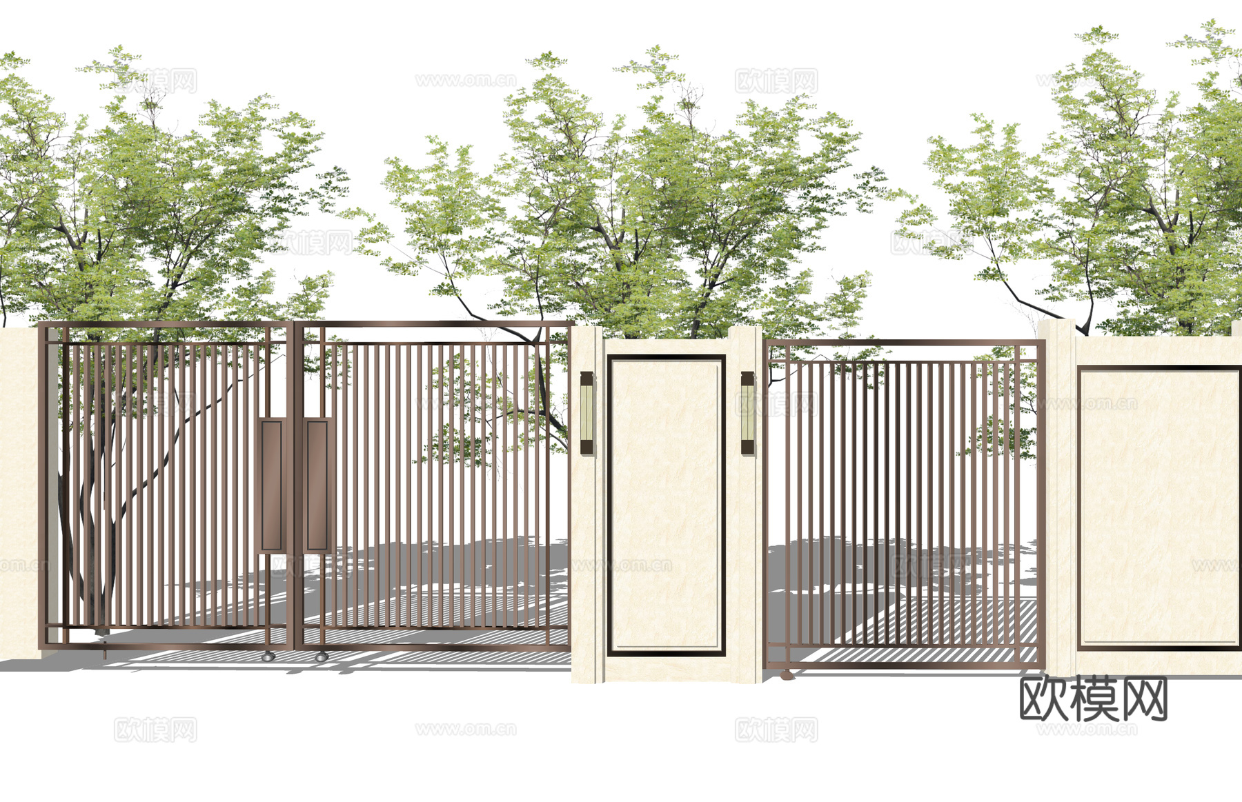 庭院门 门 庭院 屋顶花园 庭院灯 水池 造景 微景观su模型