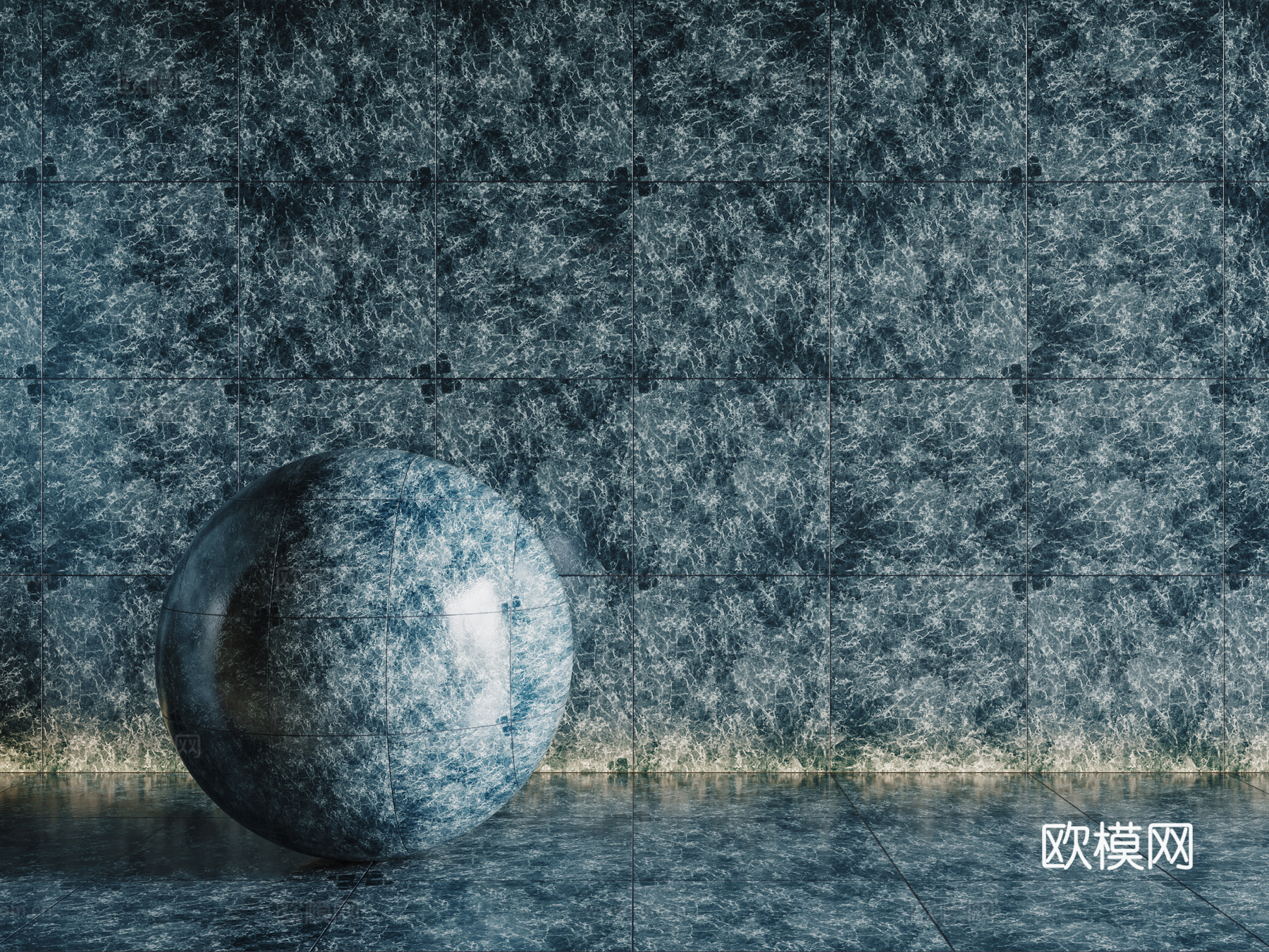 现代蓝色瓷砖 厨房瓷砖 洗手间瓷砖 地砖 墙砖su模型