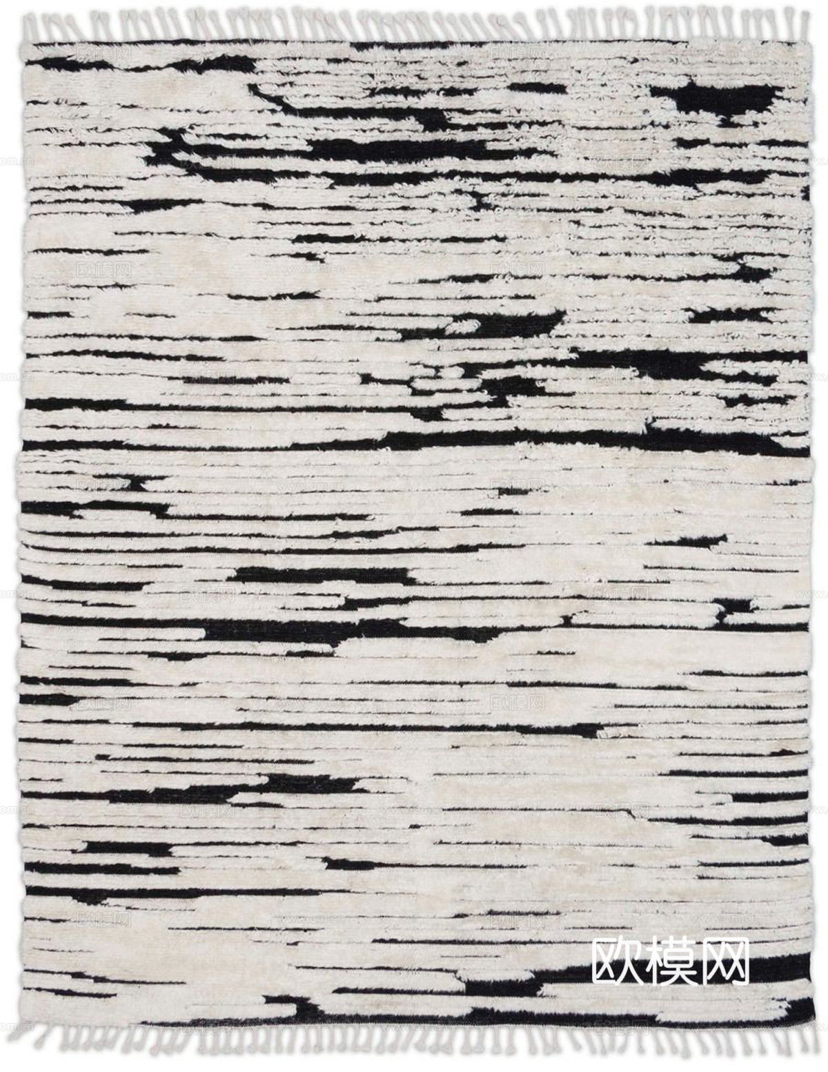 现代奶油条纹地毯 黑白条纹地毯贴图