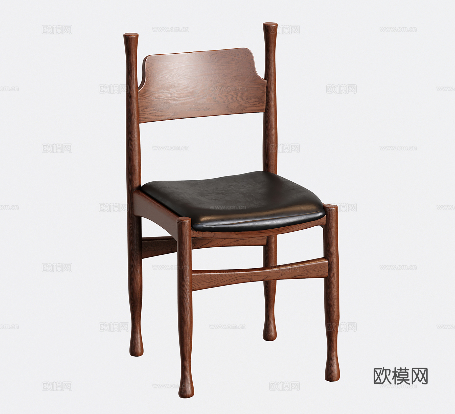法式中古实木餐椅 休闲书桌椅 单椅 靠背椅su模型