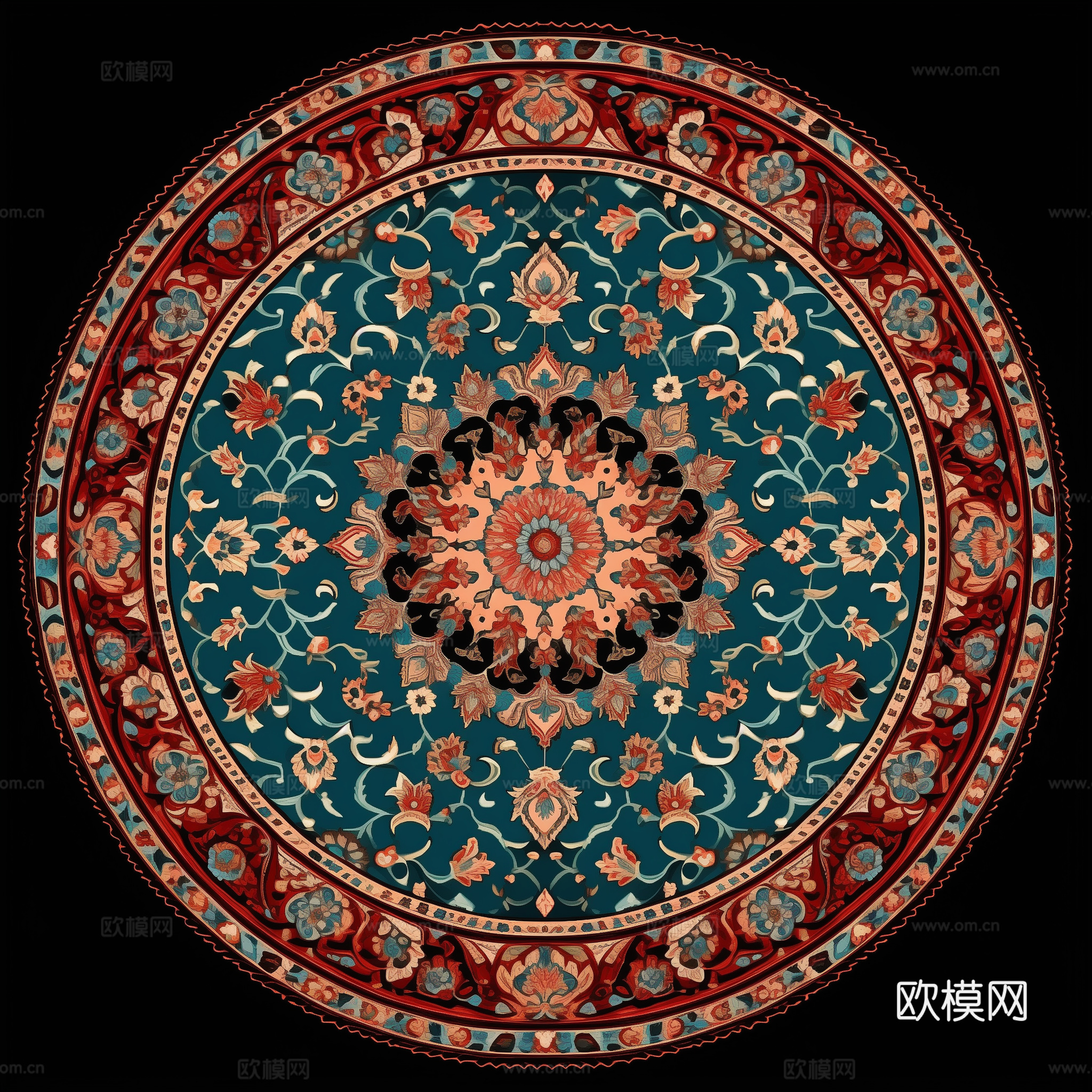 欧式美式圆形地毯贴图