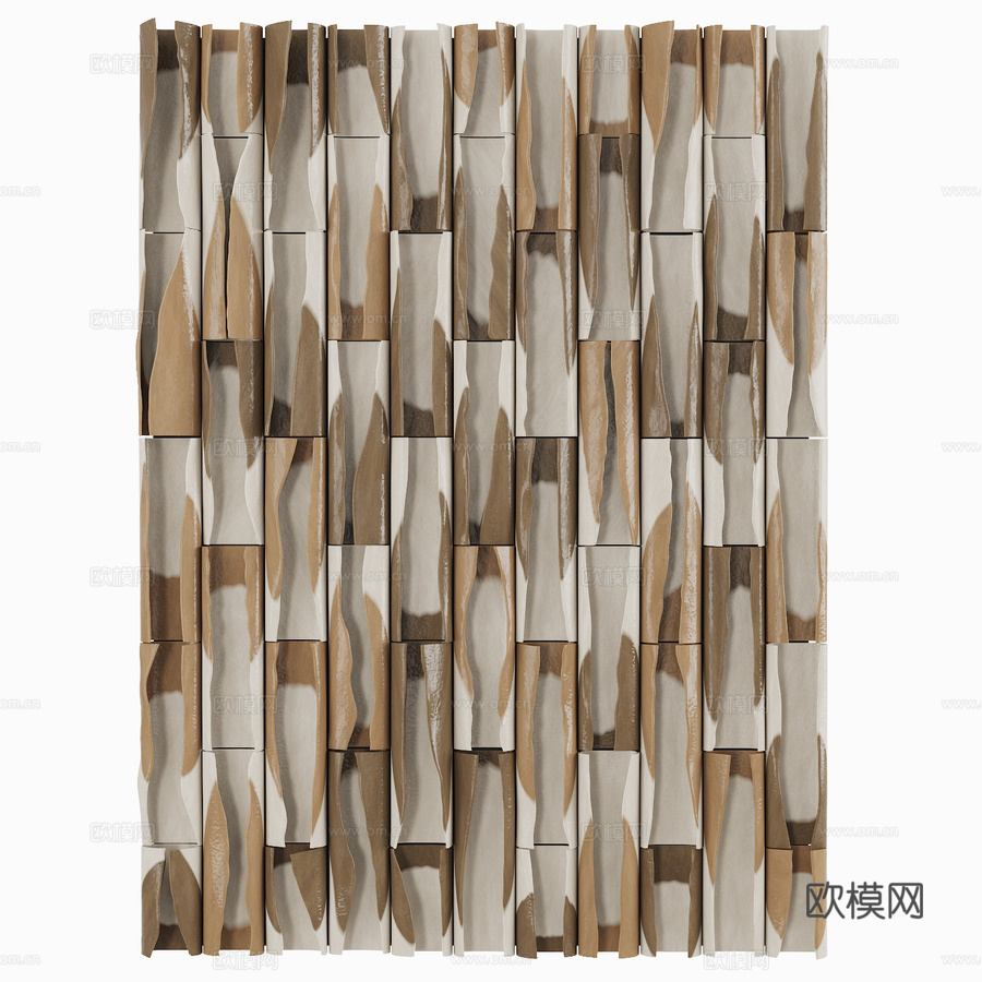 白色波浪墙3d模型下载（渲染图1）