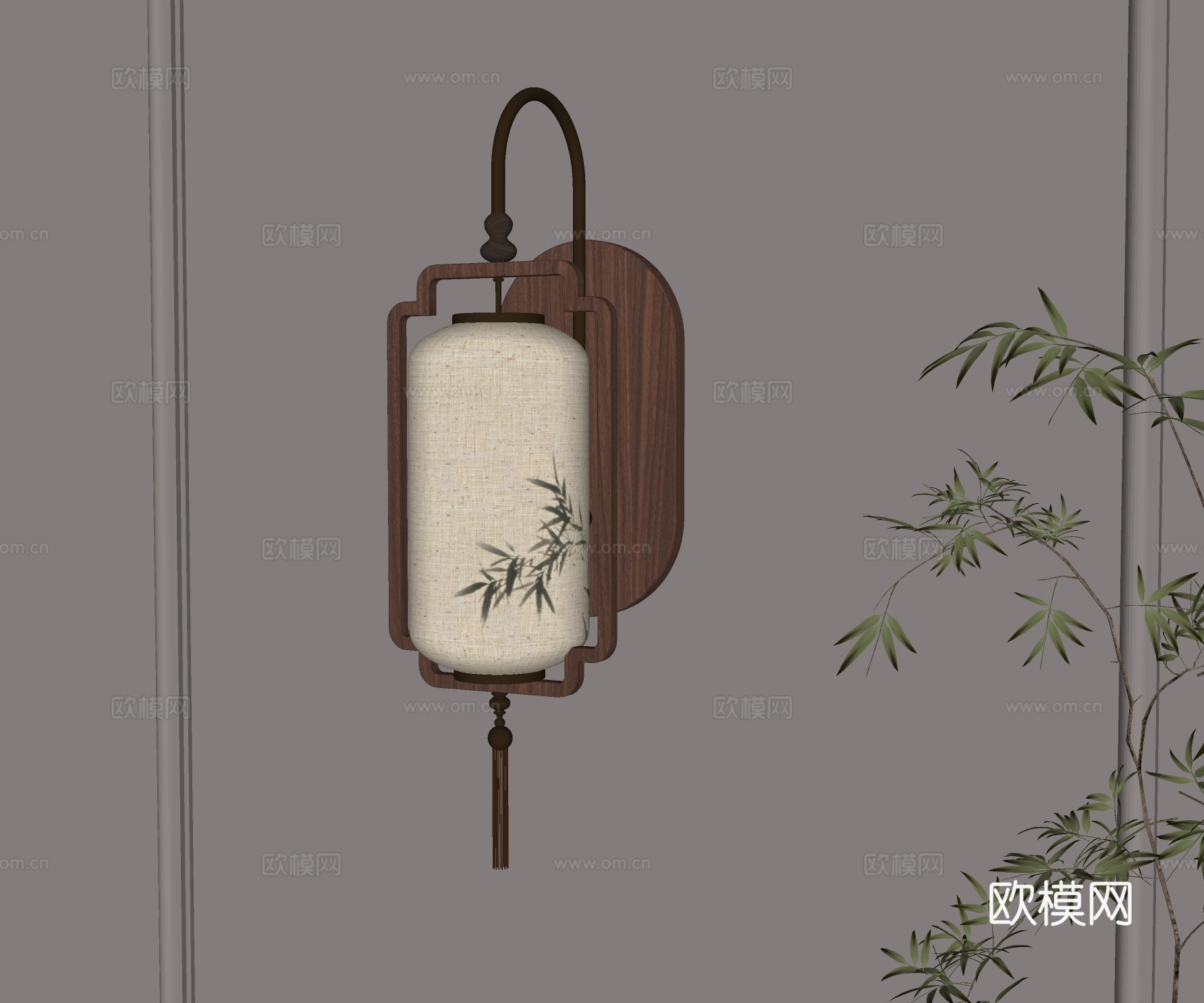 新中式壁灯su模型