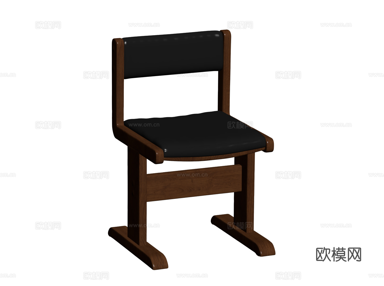 中古实木餐椅 休闲书桌椅 复古单椅su模型