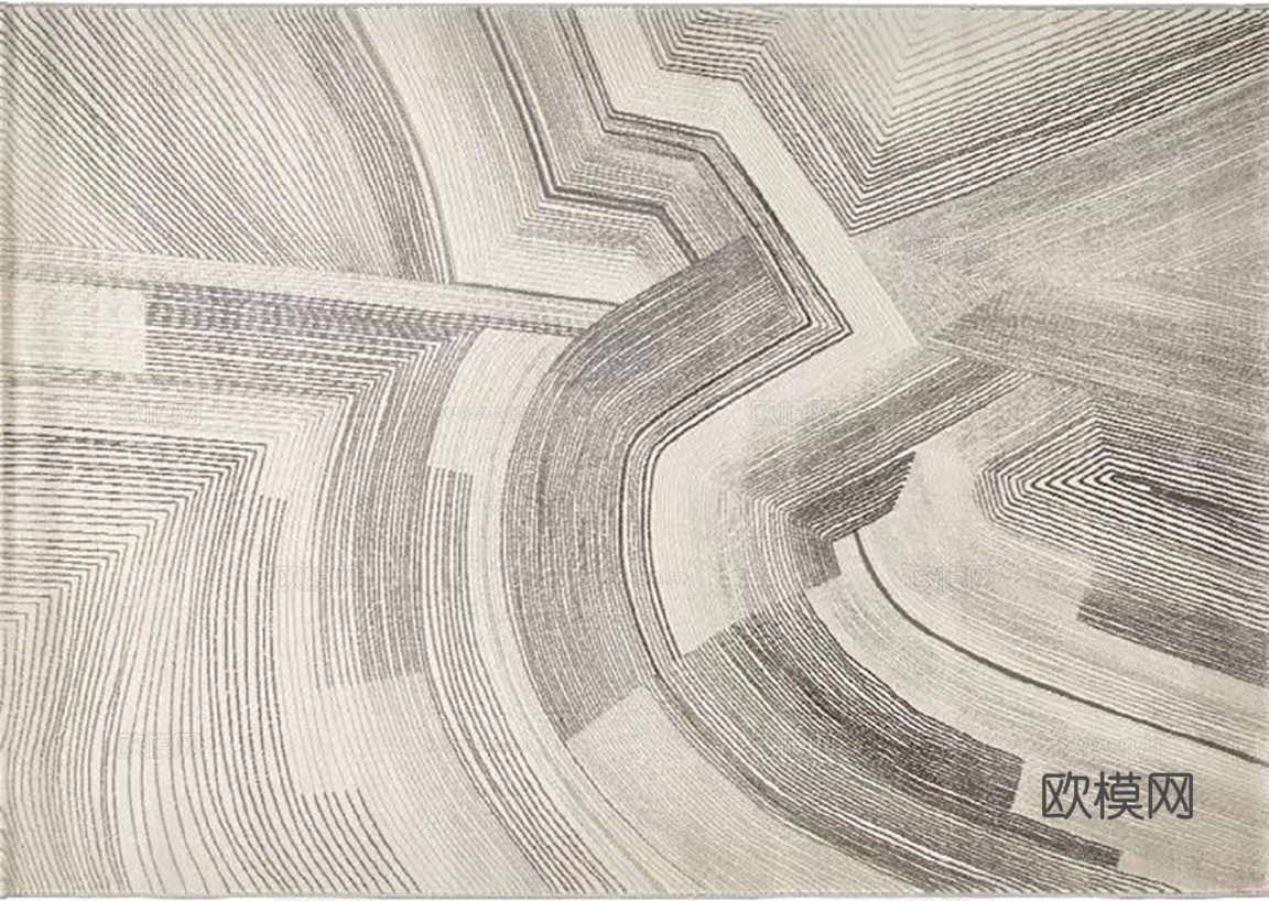 现代轻奢条纹地毯 米色条纹地毯