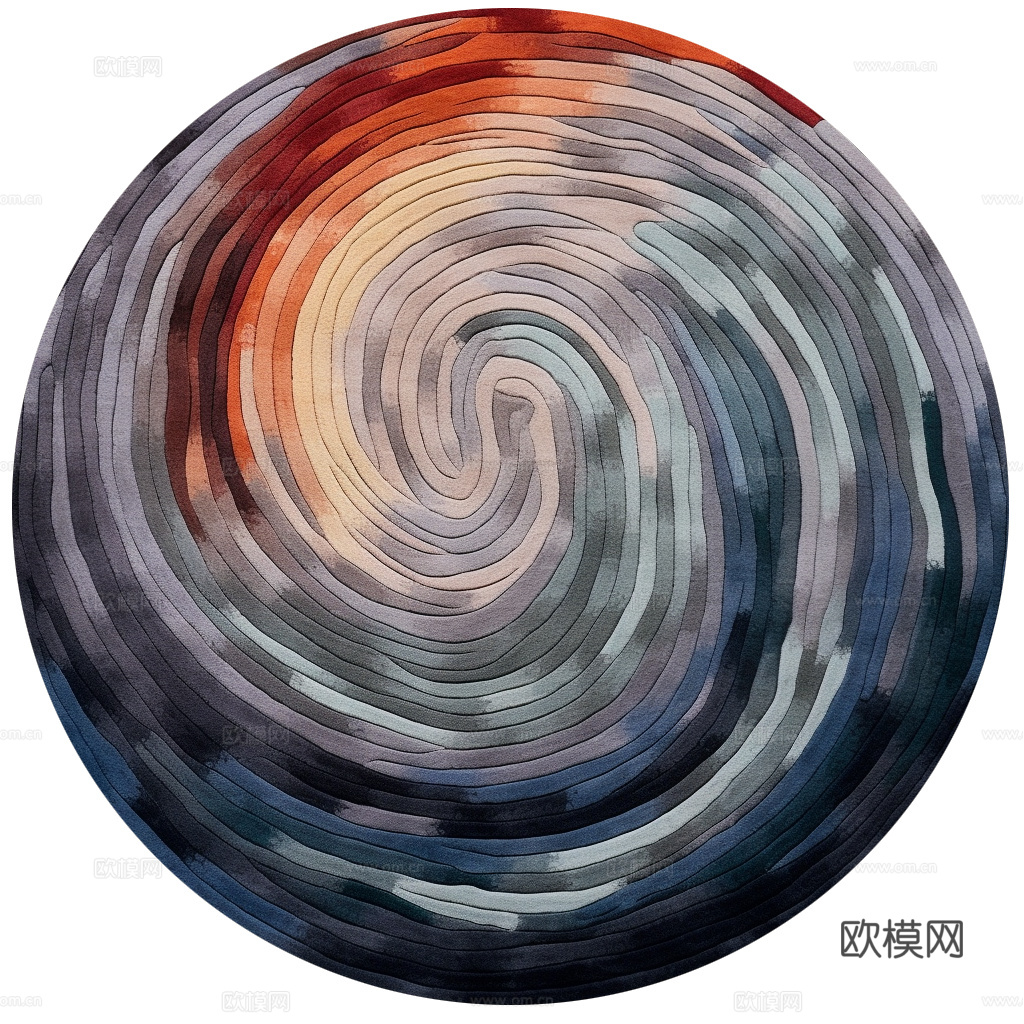 意式轻奢圆形地毯贴图