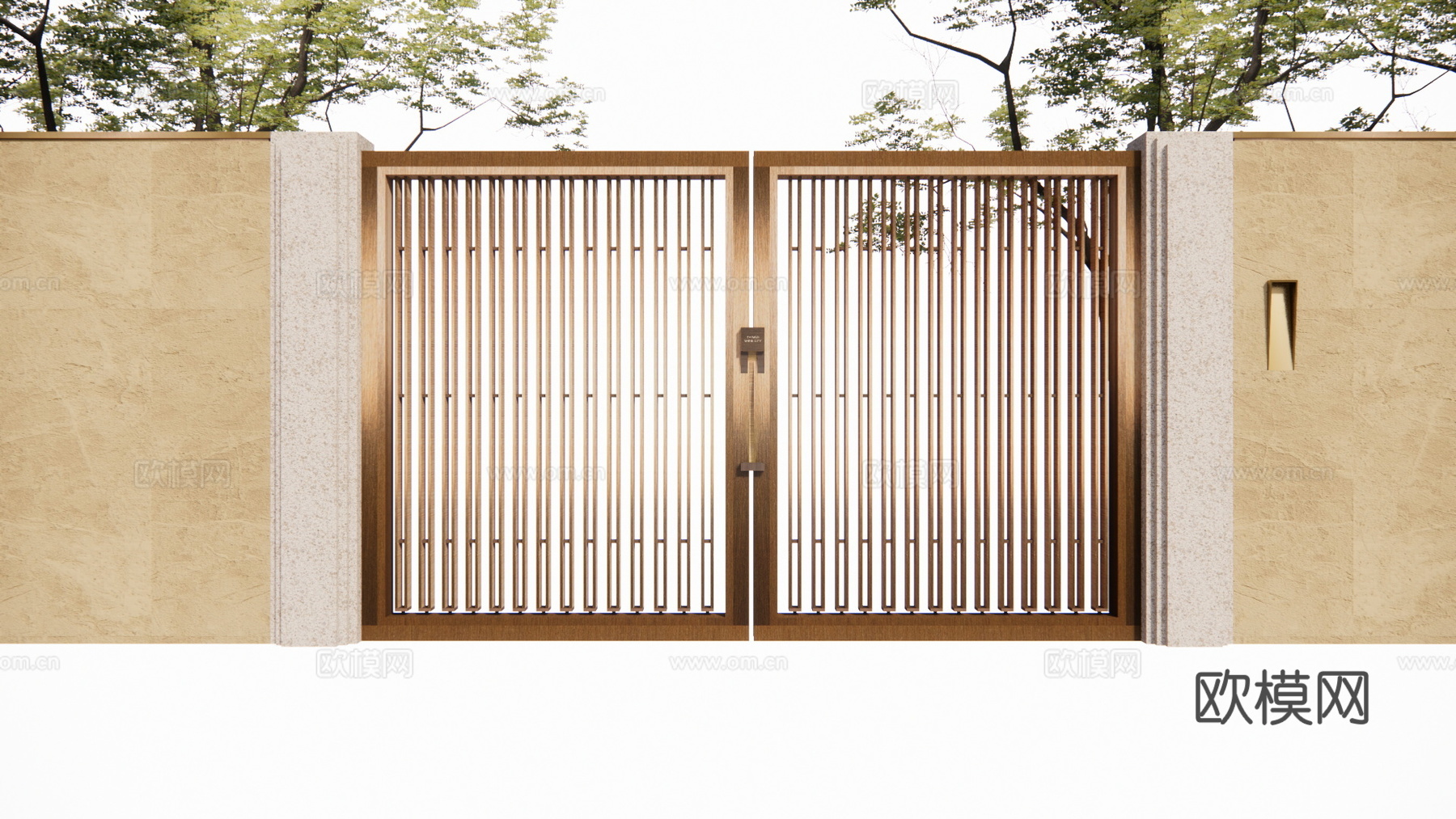 庭院门 门 庭院 屋顶花园 庭院灯 水池 造景 微景观su模型