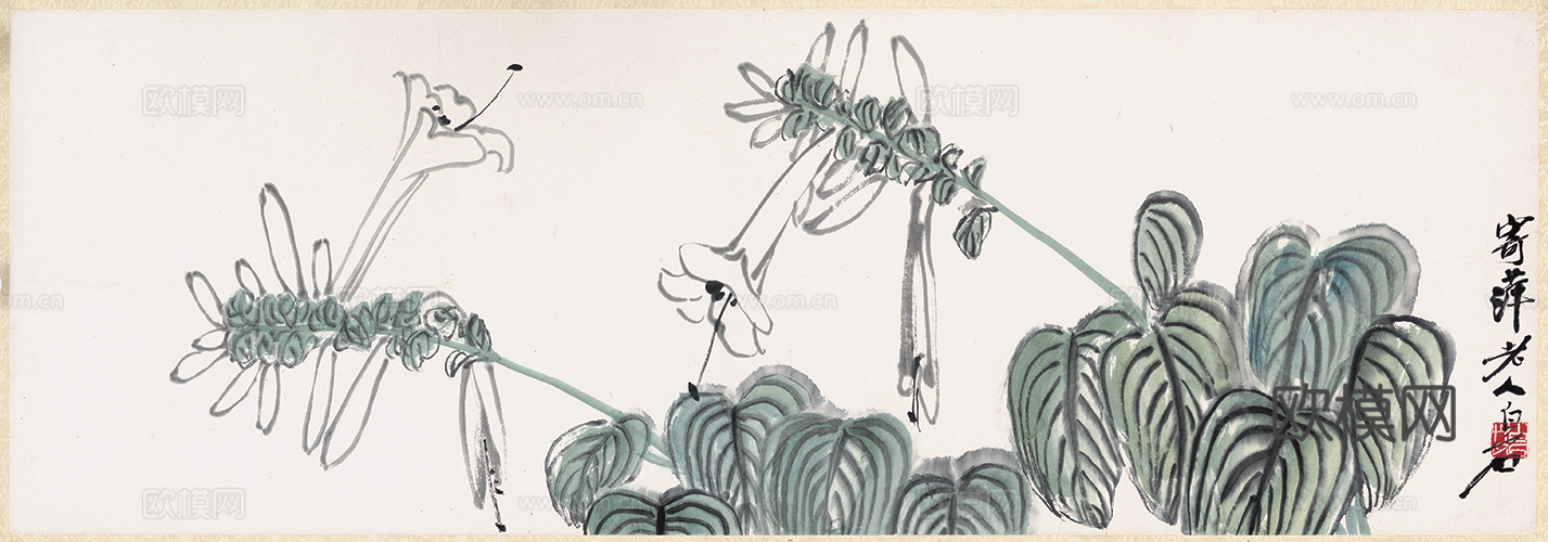 齐白石写意水墨画，近现代水墨画 玉簪花-ca0708036下载