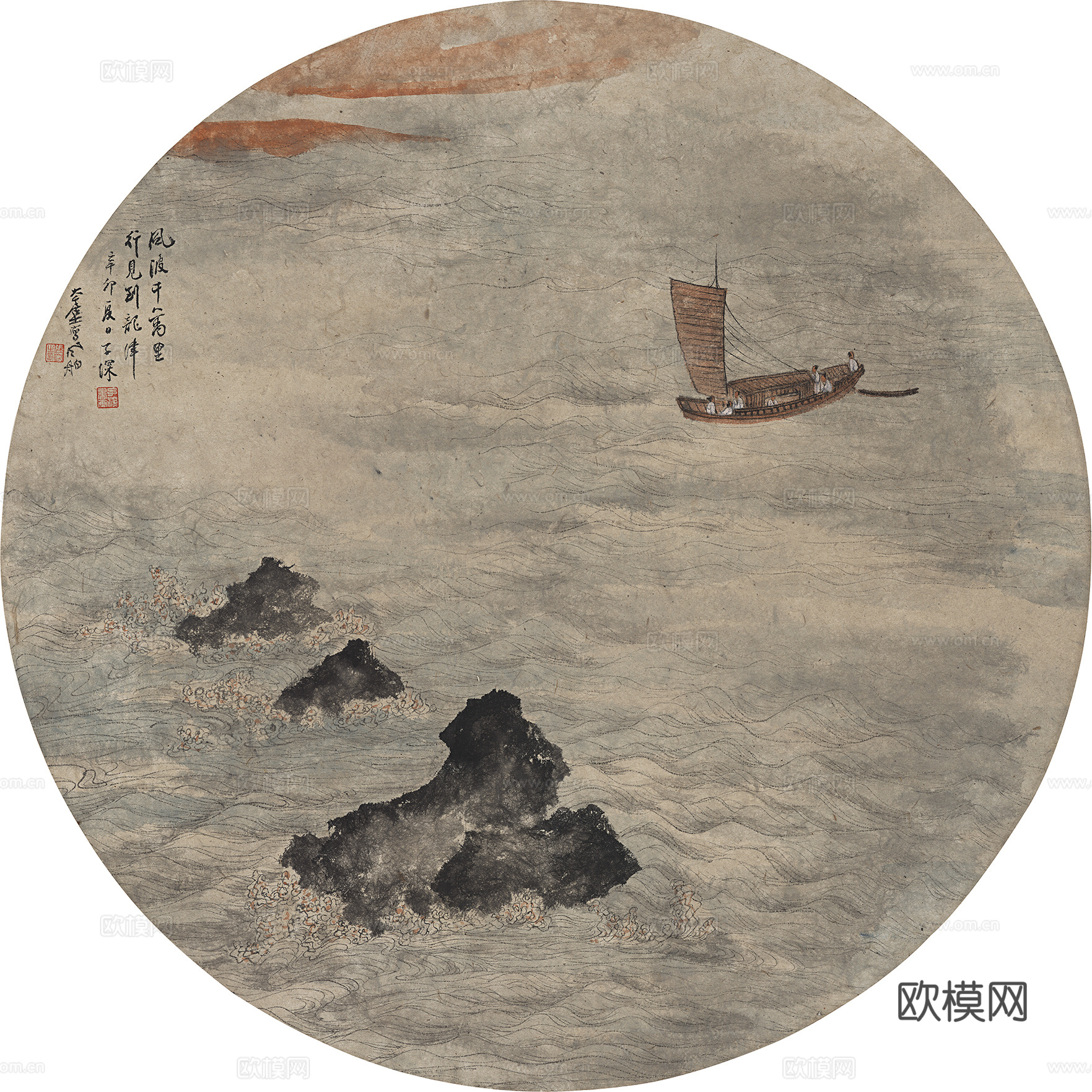 张大千绘画作品，中国近现代水墨画，写意水墨画风行千万里