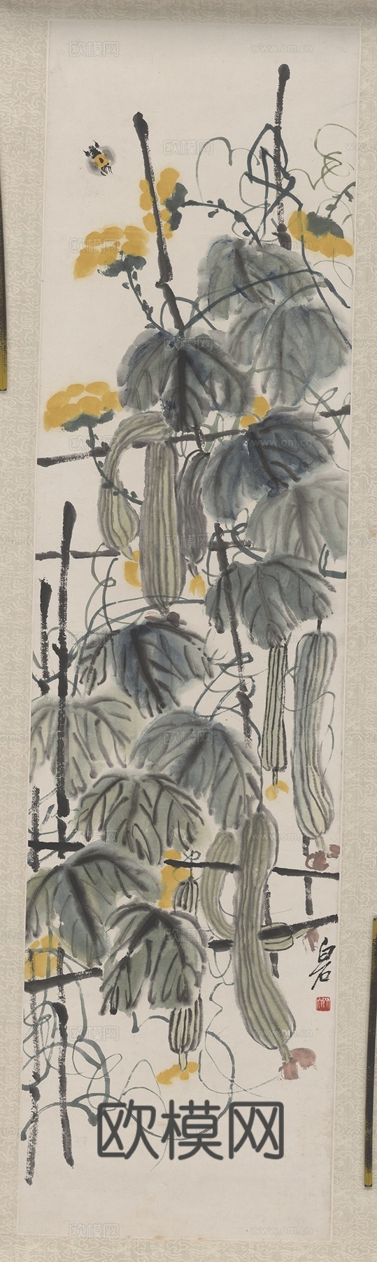 齐白石写意水墨画，近现代水墨画 丝瓜藤2