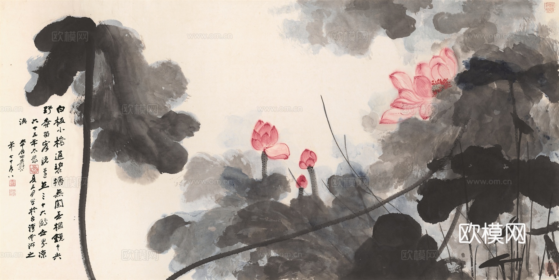 张大千绘画作品，中国近现代水墨画，写意水墨画12