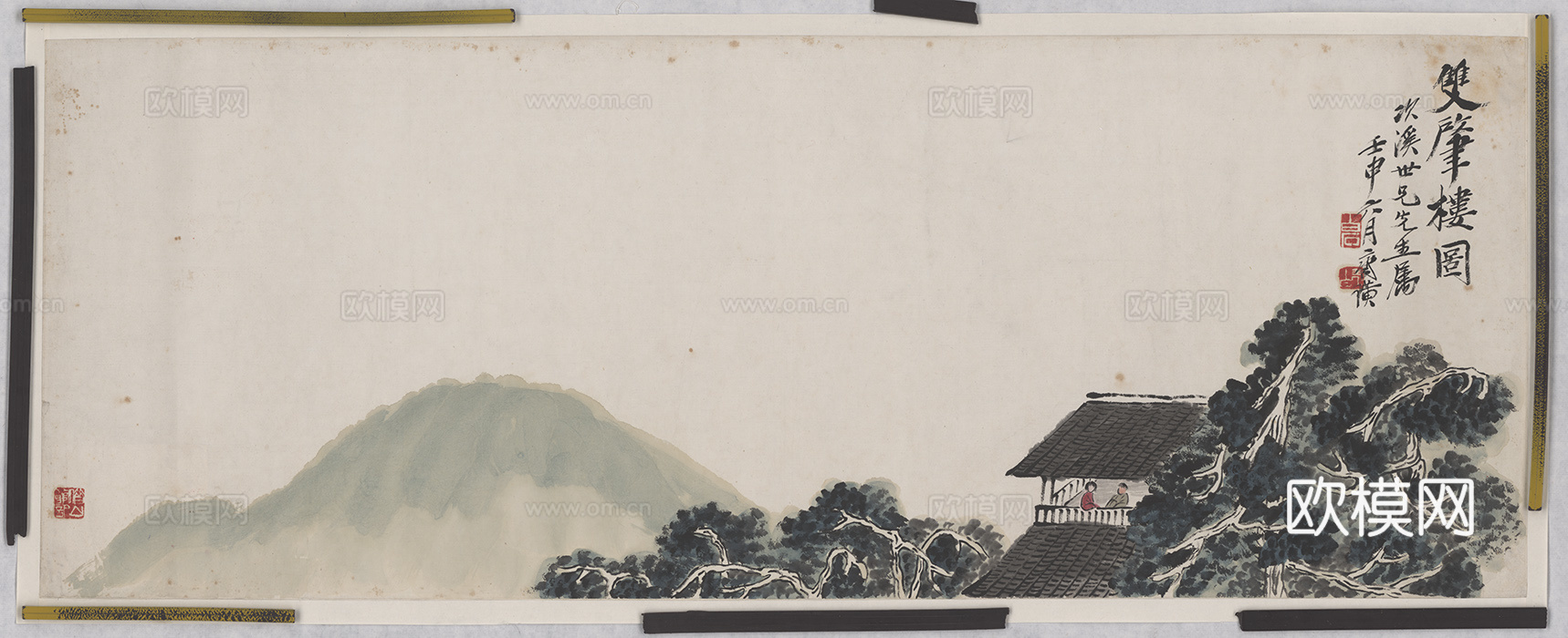 齐白石写意水墨画，近现代水墨画 双肇楼图