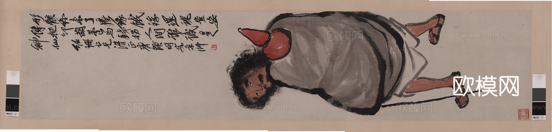 齐白石写意水墨画，近现代水墨画 铁拐李 40x167