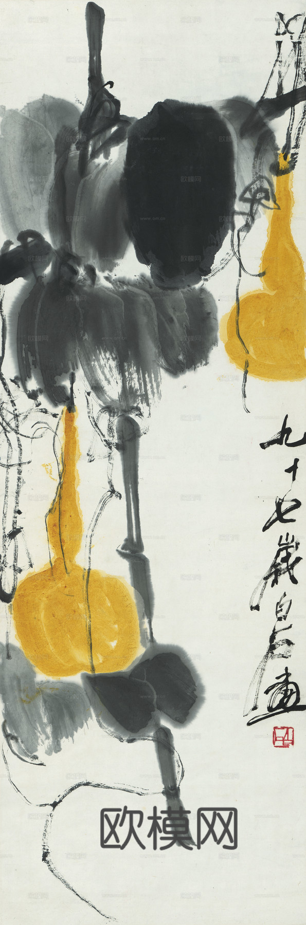 齐白石写意水墨画，近现代水墨画-福禄双全图1