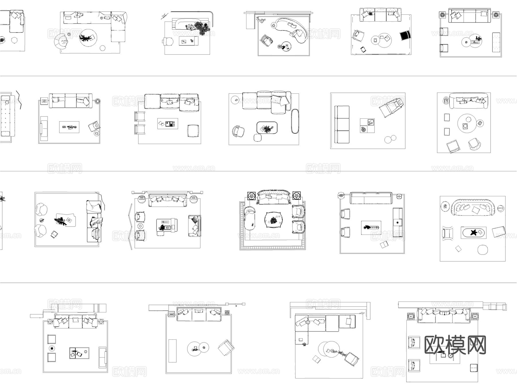 沙发 茶几 地毯 组合沙发 沙发组合cad施工图